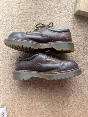 Vintage Dr. Martens Steel Toe Brown Leather Lace-Up Oxfords Made in England